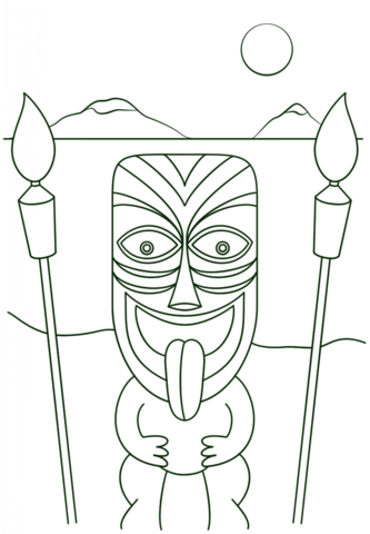 Tiki Man With Torches Coloring Page